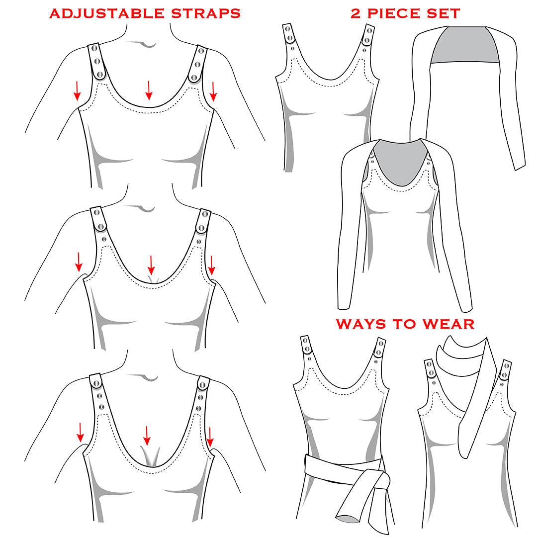 "As Is" - Reversible & Adjustable 2 Piece Set - Dress & Shrug Combo