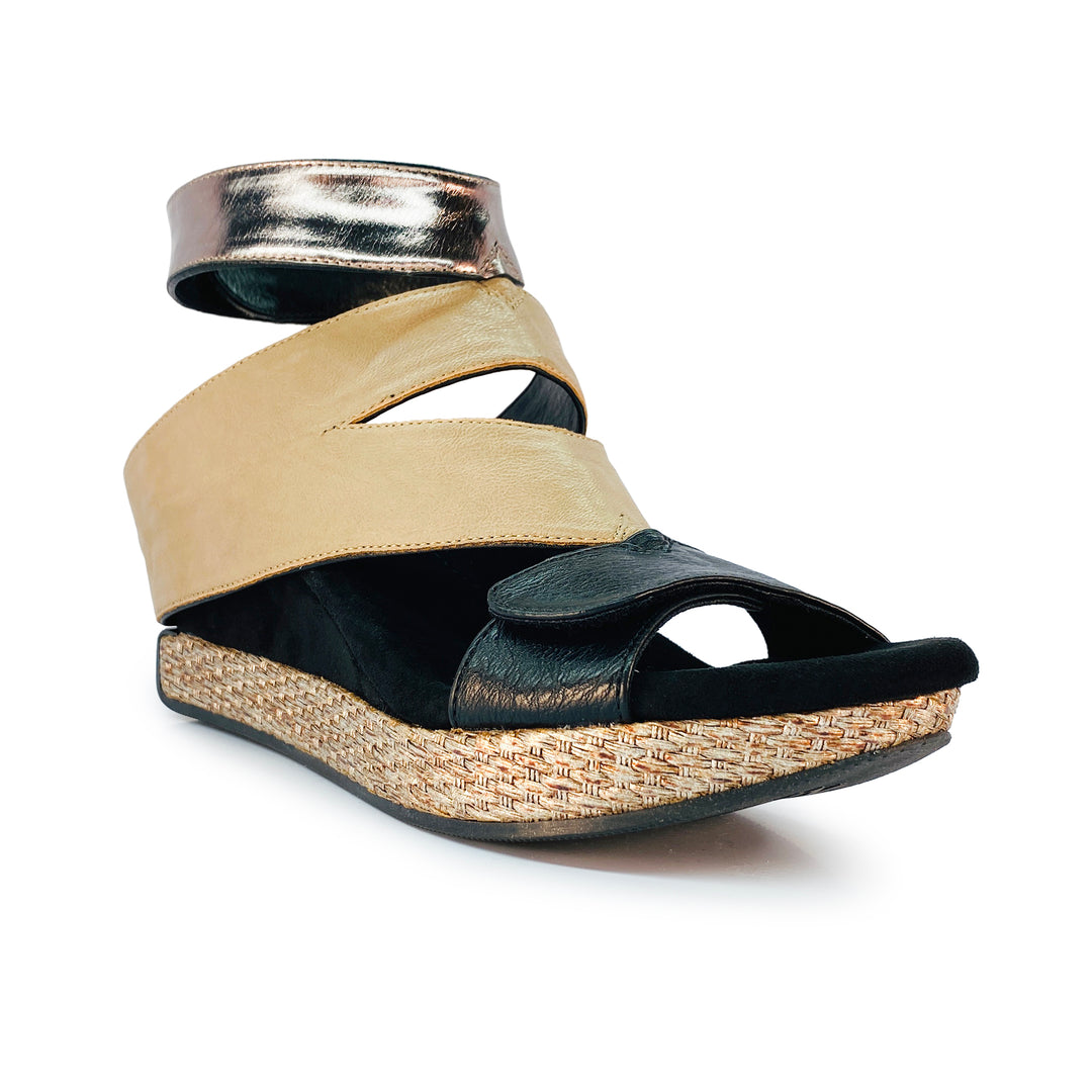 Olivia 2 - Taupe flips to Black - 4 Way Sandal