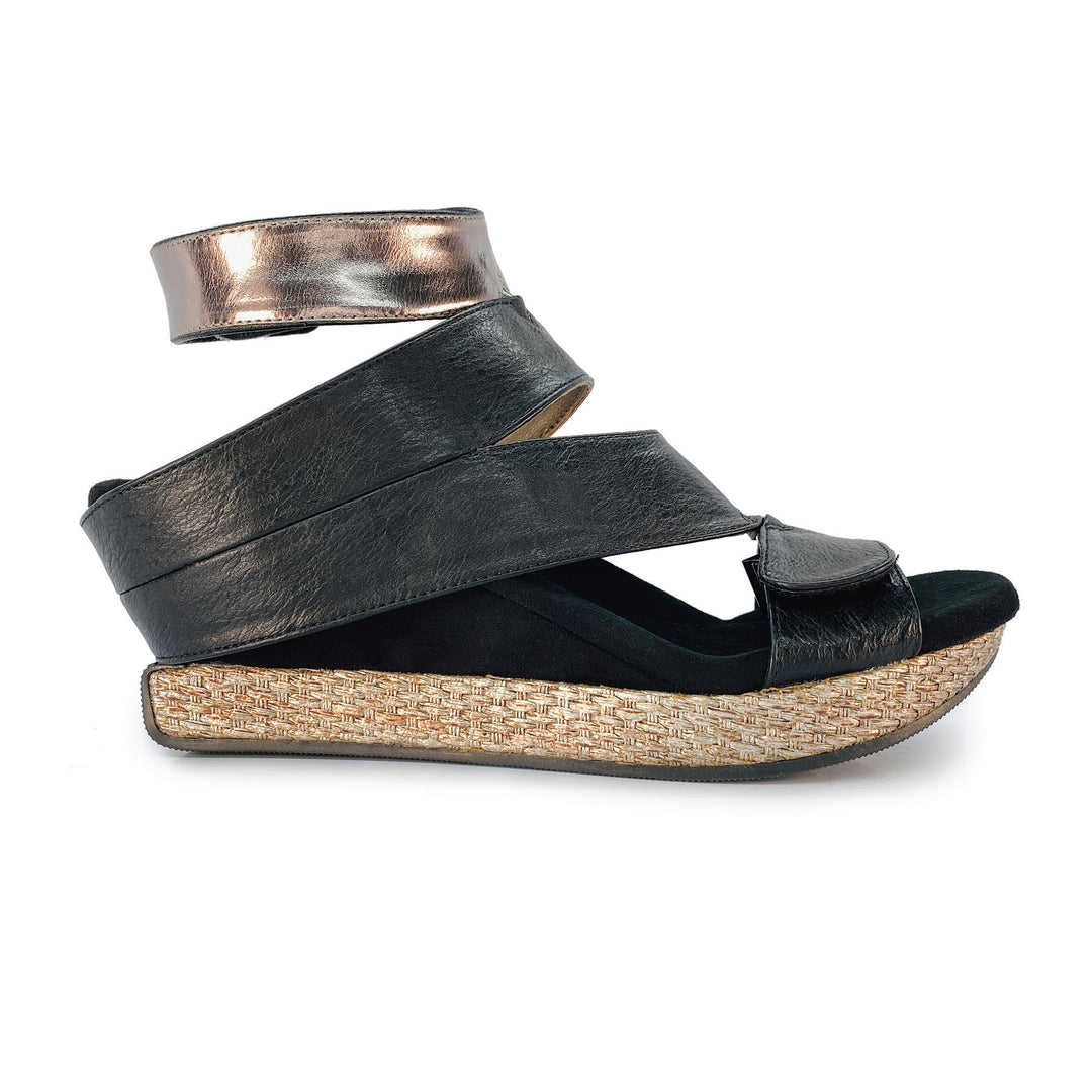 Olivia 2 - Taupe flips to Black - 4 Way Sandal