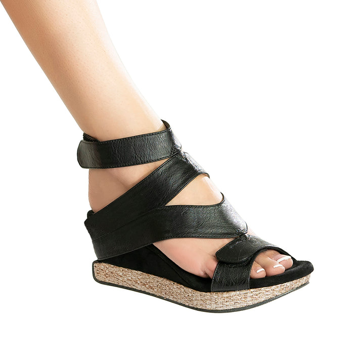 Olivia 2 - Taupe flips to Black - 4 Way Sandal