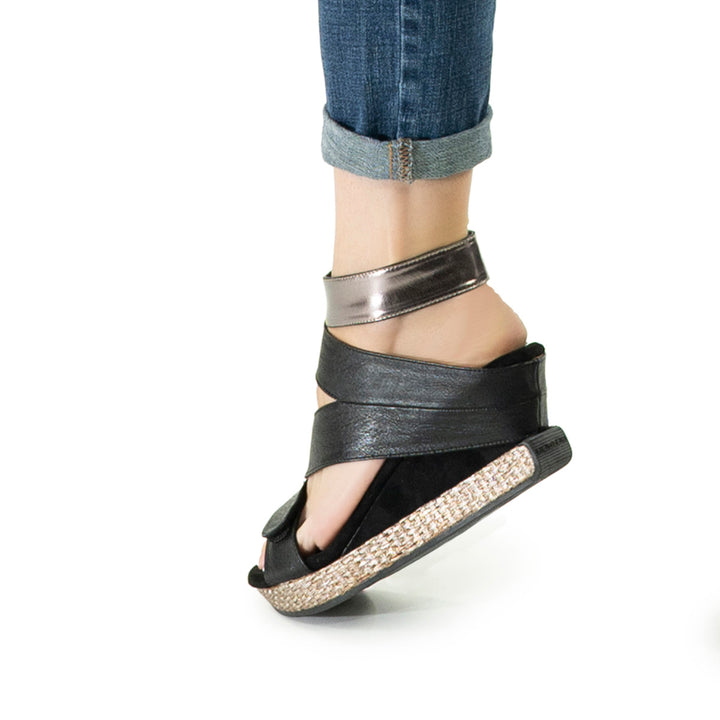 Olivia 2 - Taupe flips to Black - 4 Way Sandal