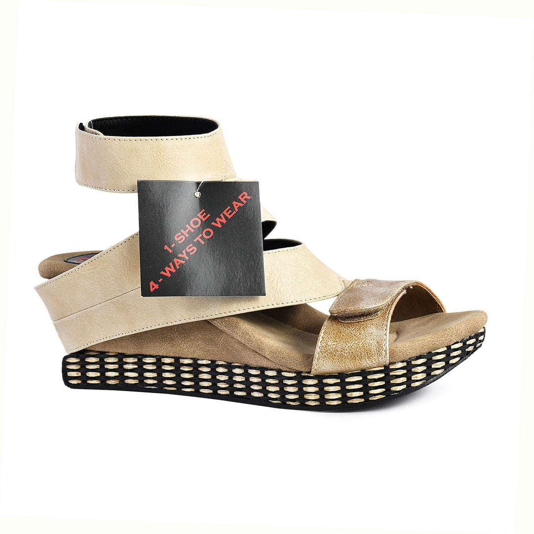 Olivia 4 - Cream flips to Black - 4 Way Sandal