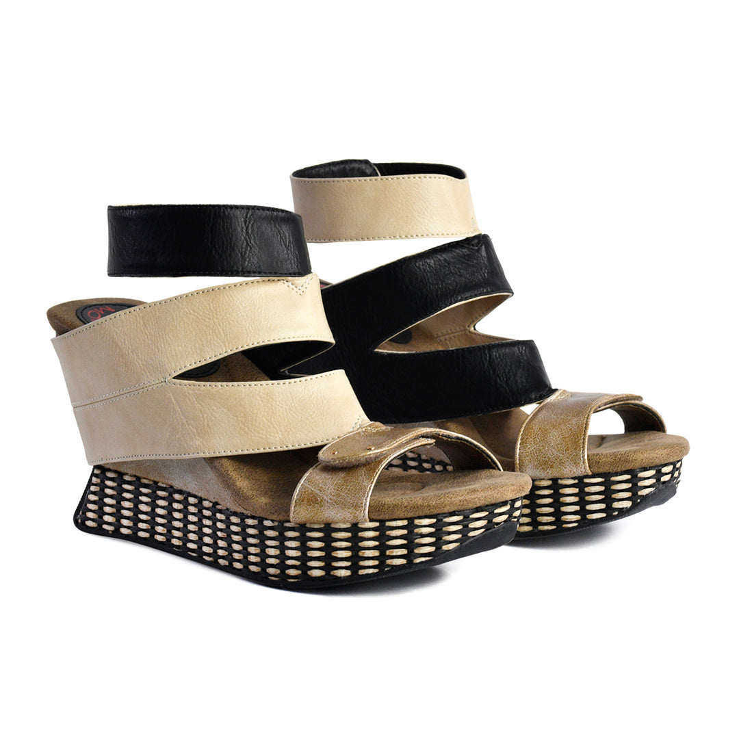 Raina - Cream flips to Black - 4 Way Sandal