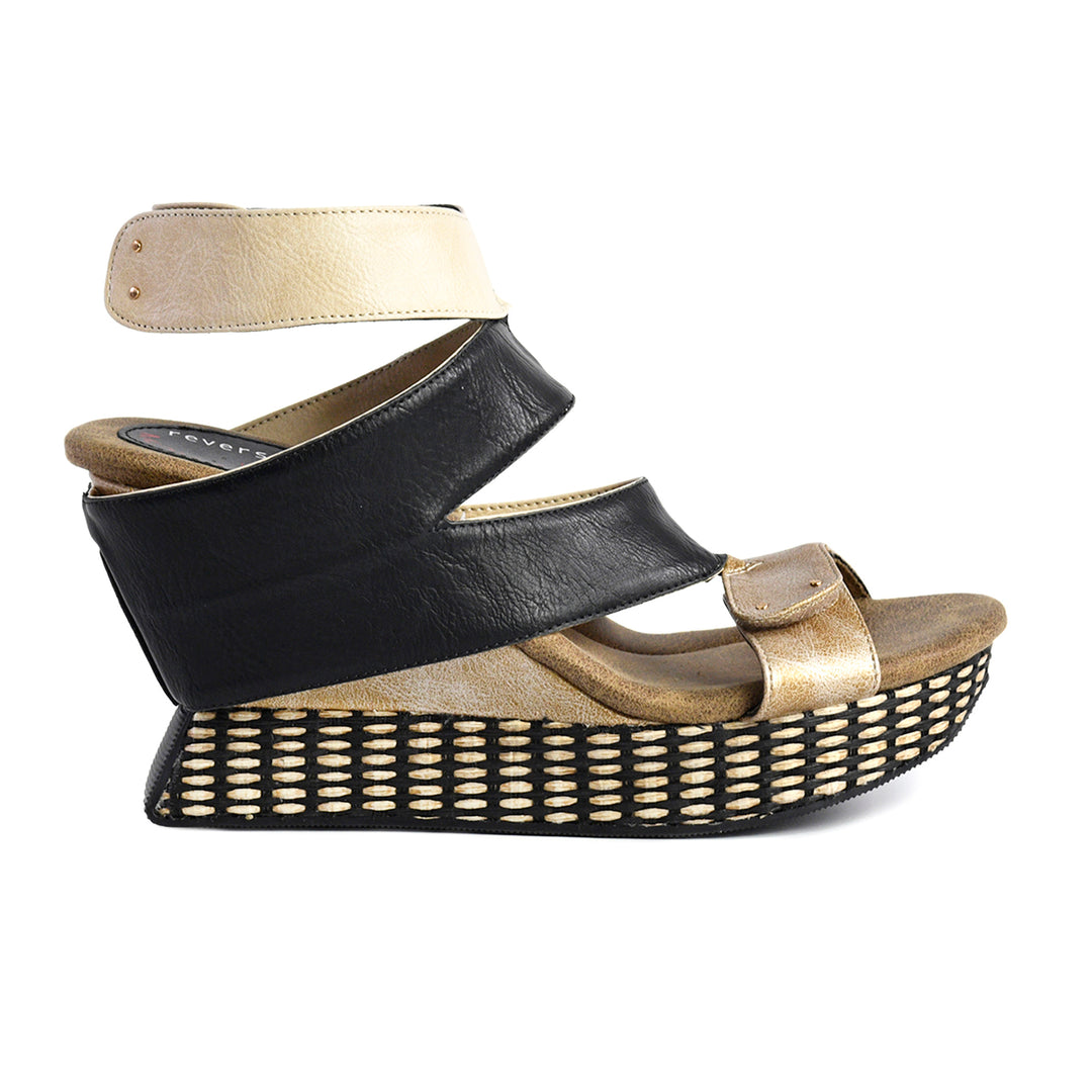 Raina - Cream flips to Black - 4 Way Sandal