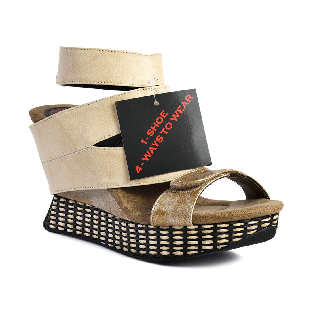 Raina - Cream flips to Black - 4 Way Sandal
