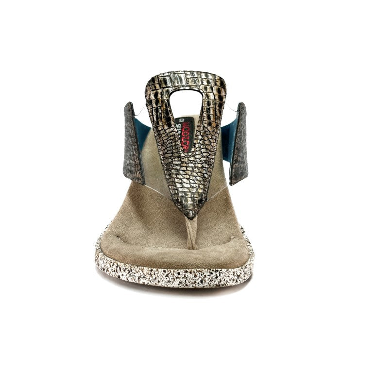 Grazia 3 - Silver Croc flips to Blue Metallic